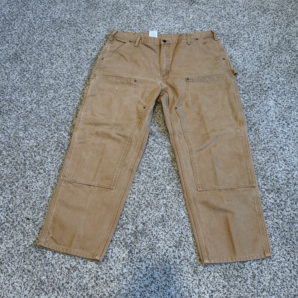 Carhartt B136-BRN Double Knee Dungaree Work Pants Men's 40x30 Brown Cotton